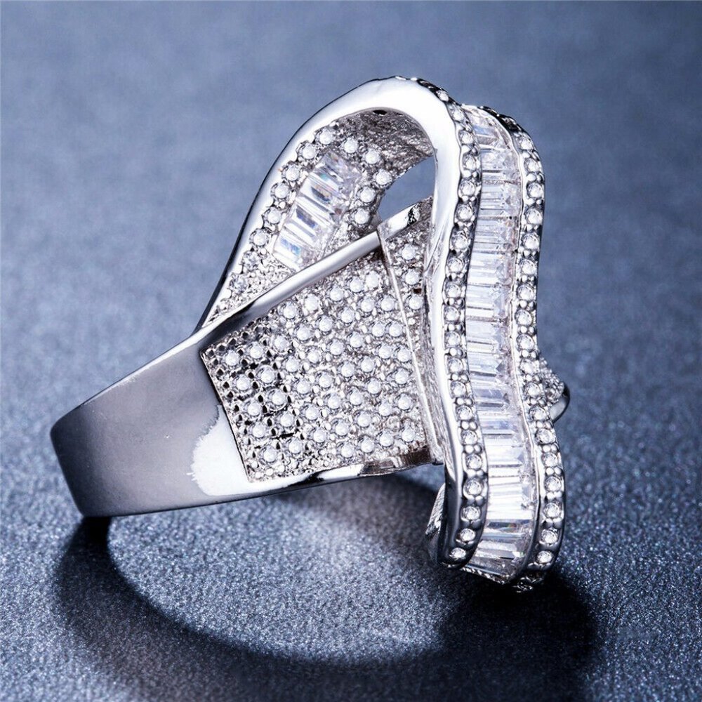 NEW Infinity  925 Silver White Sapphire Ring - Picture 3 of 4